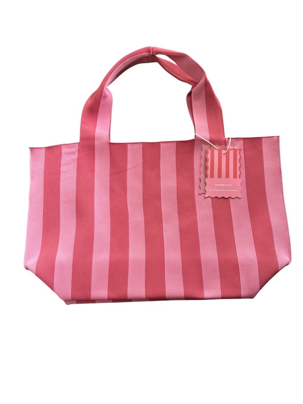 NWT VIVERE PINK STRIPES KNIT SHOPPER TOTE BAG